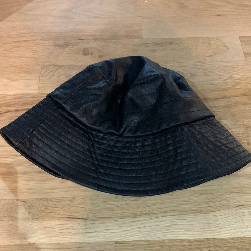 Faux leather bucket hat